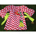 baby girls Christmas red white chevron christmas tree dress with matching hair bows and chunky necklace set